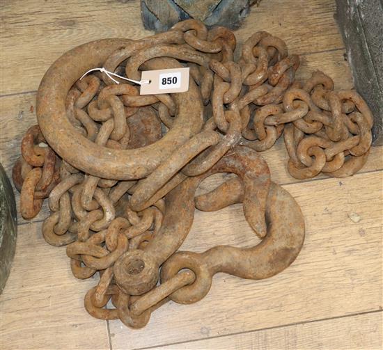 A marine chain and hooks